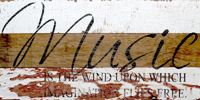 White Reclaimed Wood Wall Art: Music is the Wind